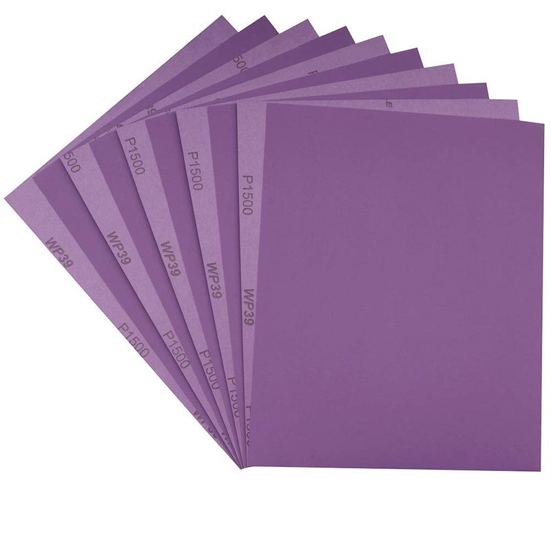 MAXMAN Sandpaper 1500 Grit,Wet Dry Sanding Sheets,High Performance White Fused Alumina Abrasive Sand Paper for Wood Furniture Finishing,Metal Grinding,Automotive Polishing,9 x 11 Inch,10-Pack - Image 1